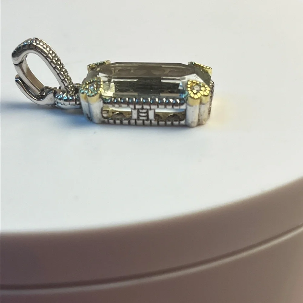 Judith Ripka JR TWO sterling silver and 18k gold and canary crystal pendant - Picture 4 of 14